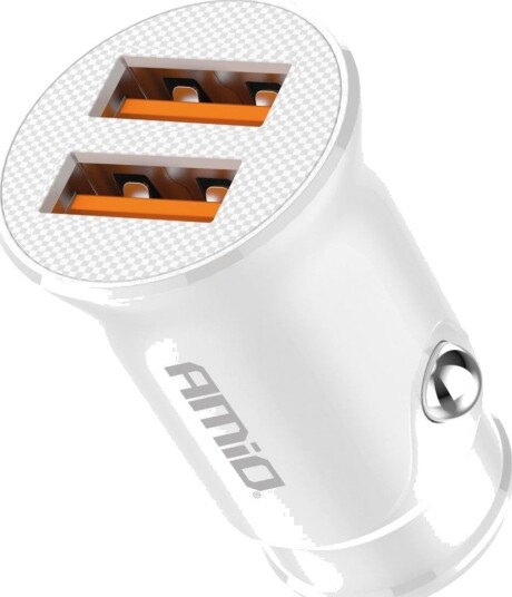 Amio 03872 Biloplader 2x USB A 2.1A Hvit