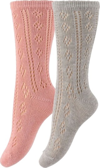 Minymo Knee Socks Pointelle (2-Pack) - Multi/patterned - 15/18