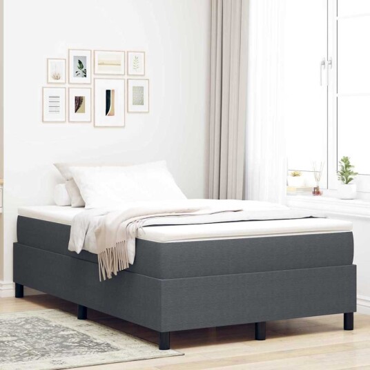 Box Spring Seng med Madrass Mørkegrå 120x200 cm Kordfløyel