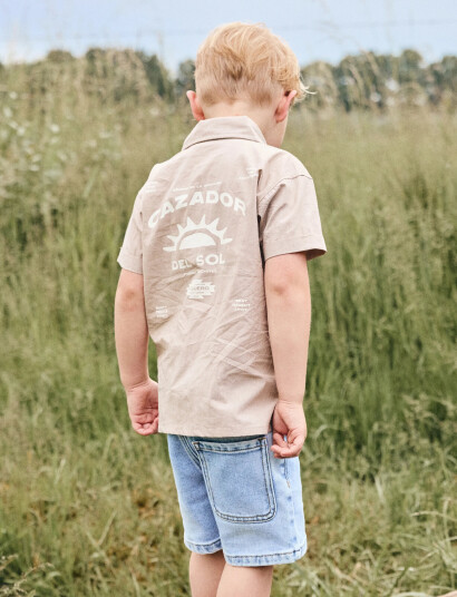 Daily 7 Shirt Backprint Beige 128