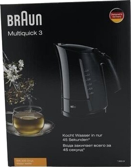 Braun Multiquick 3 WK300 Vannkoker 1.7L 2200W Svart Braun Multiquick 3 WK300 Vannkoker 1.7L 2200W Svart