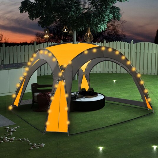 vidaXL Partytelt med LED og 4 sidevegger 3,6x3,6x2,3 m gul vidaXL Partytelt med LED og 4 sidevegger 3,6x3,6x2,3 m gul