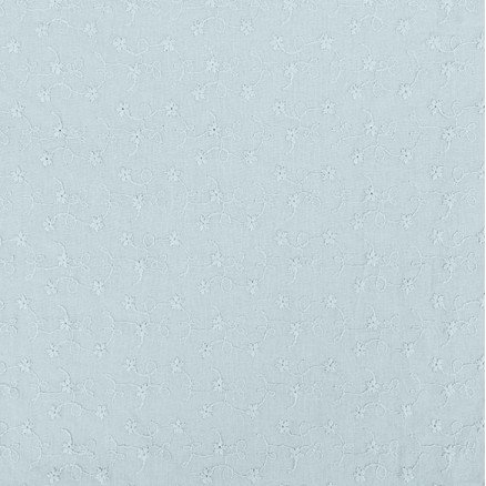 Bomullsstoff med broderi 135cm 001 Lyseblå - 50cm