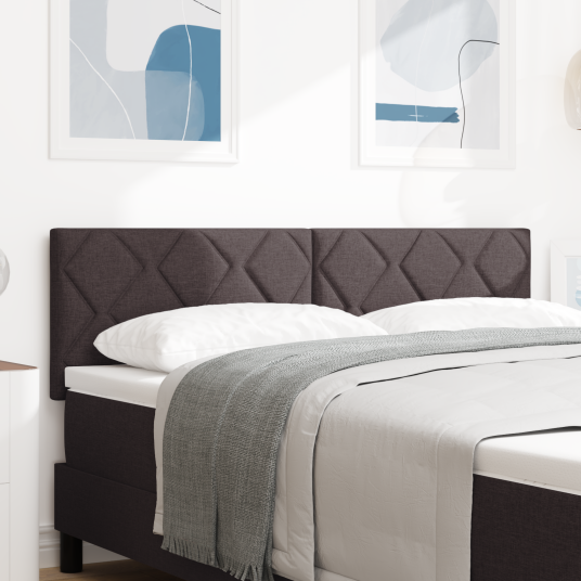 Sengegavl Diamantblokker Design Mørk Brun 140 cm Tekstil
