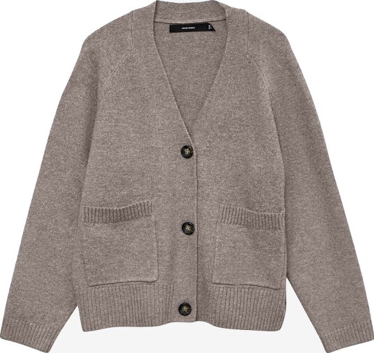 Vero Moda Kardigan vmBoom LS V neck Button Cardigan Grå
