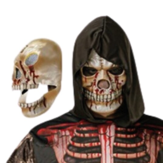 Blodig Skjelettmaske m/ hette voksen