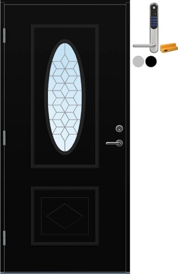 Ytterdør Bygg1 Fana Klart Blyglass med Yale Doorman Classic Home Ytterdør Bygg1 Fana Klart Blyglass med Yale Doorman Classic Home