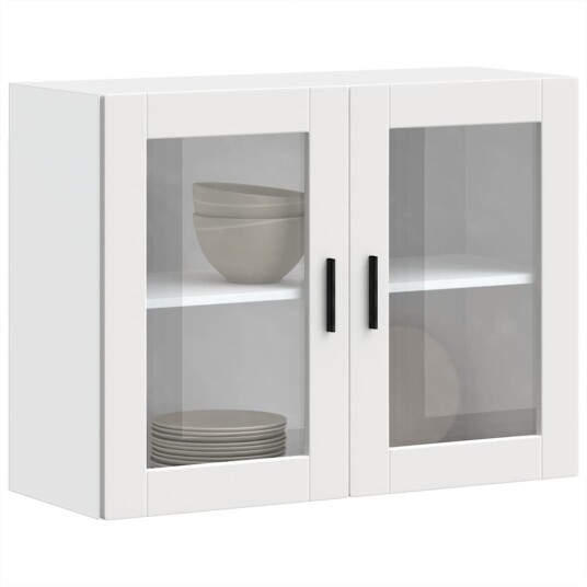  Veggmontert kjøkkenskap med glassdør Porto hvit 8721158424334