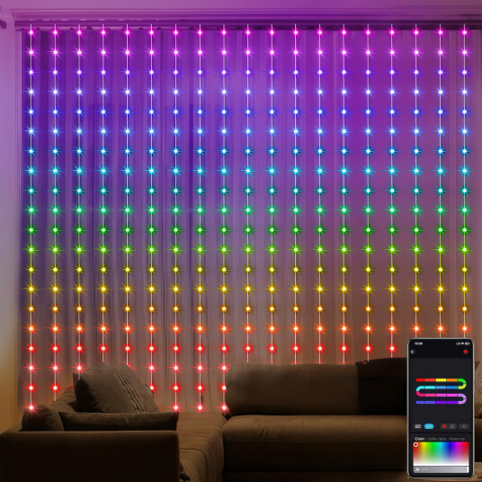 Ledlife RGBIC Lysgardin 2x2 meter Programmerbare mønstre og tekst