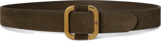 Lauren Ralph Lauren Slide Buckle Suede Belt   Khaki green   M
