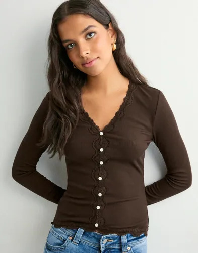 Only Brun Onlenea L/S Lace Mix Placket Top Jr