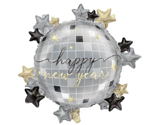Folieballong Sølv "Happy New Year" 