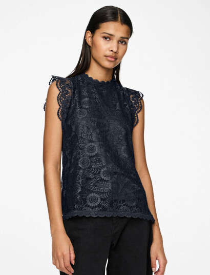 Pieces Pcolline Sl Lace Top Wvn Noos - Black - XS Pieces Pcolline Sl Lace Top Wvn Noos - Black - XS