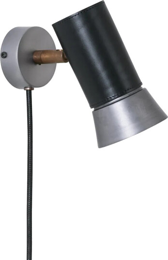 Konsthantverk Kusk vegglampe ubehandlet jern/sort skinn Konsthantverk Kusk vegglampe ubehandlet jern/sort skinn