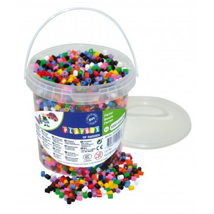 Playbox rørperler i blikk 10 ass farger 5000 stk Playbox rørperler i blikk 10 ass farger 5000 stk
