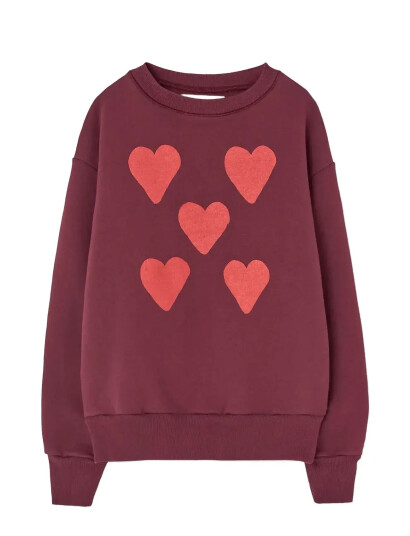 THE ANIMALS OBSERVATORY Hearts Browned Farnet Bear Sweatshirt - Burgundy - 8 Y