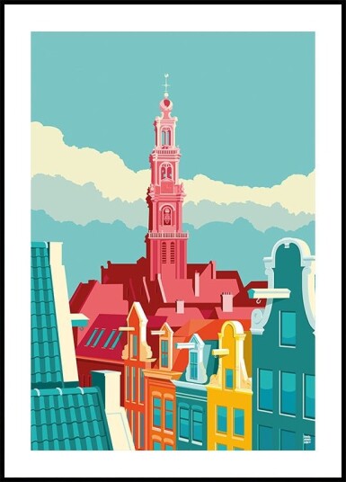 Amsterdam Westerkerk Jordaan Poster Plakat / 50x70cm