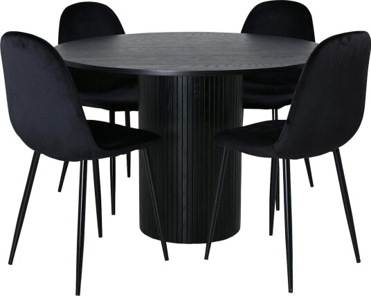 Venture Home Spisegruppe Venture Home Bianca Rund Sort med 4 Pobbie Stoler GR22232