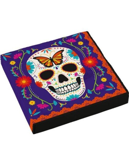 16 stk Hodeskalle Servietter 33x33 cm Day of the Dead