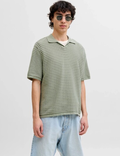 Jack & Jones Jornantucket Knit Split Neck Polo Sa26 Green L