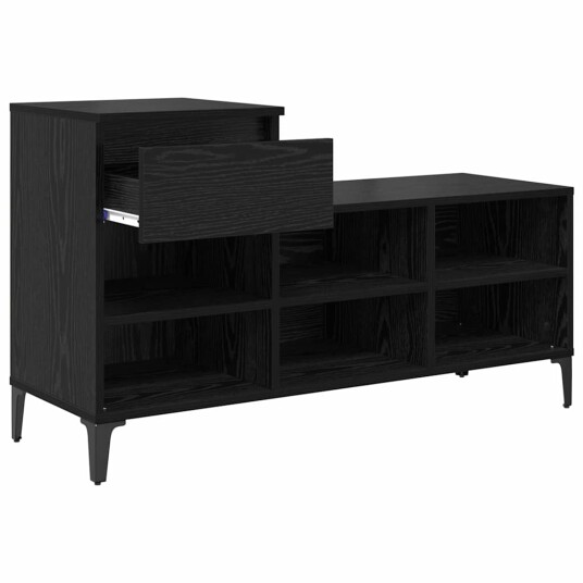 Sko Skap med skuff Svart eik 102 x 36 x 60 cm Konstruert tre Sko Skap med skuff Svart eik 102 x 36 x 60 cm Konstruert tre