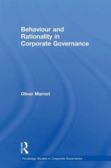 Behaviour And Rationality In Corporate Governance Av Oliver Marnet