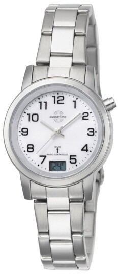 Master Time Dameklokke MTLA 10301 12M Funk Basic Hvit/Stål Ø34 mm