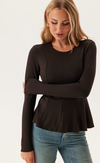 ONLY Onlkenya L/S Peplum Top Jrs Brown XS