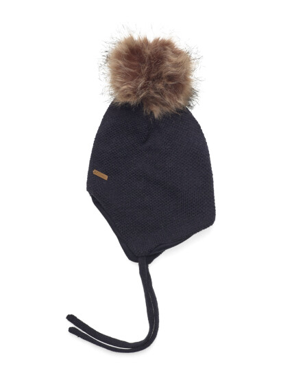 Minymo Hat W. Detachable Fake Fur - Navy - 6-9M Minymo Hat W. Detachable Fake Fur - Navy - 6-9M