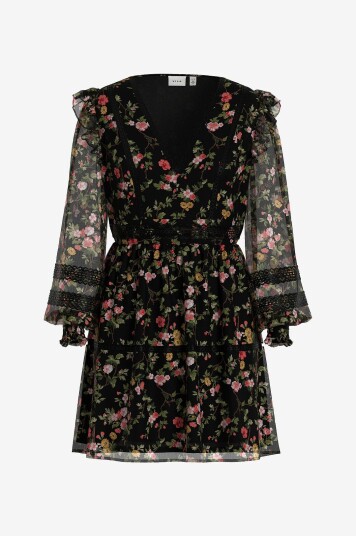 Vila Kjole viRoman New V neck L/S Short DresSvart Vila Kjole viRoman New V neck L/S Short DresSvart