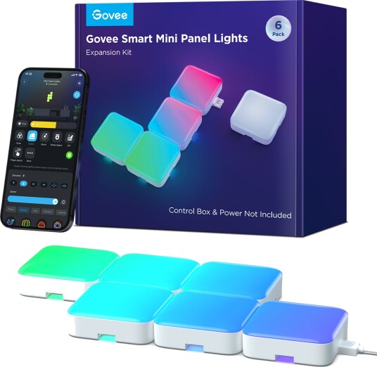 Govee Smart Mini Panel Lights utvidelsessett 6 pakk Govee Smart Mini Panel Lights utvidelsessett 6 pakk