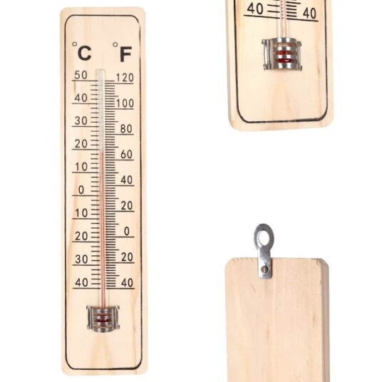 Klassisk termometer for innendørs og utendørs i MDF plate