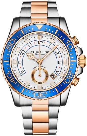 Stührling Original Herreklokke 3966.3 Aquadiver Hvit/Rose gulltonet Stührling Original Herreklokke 3966.3 Aquadiver Hvit/Rose gulltonet