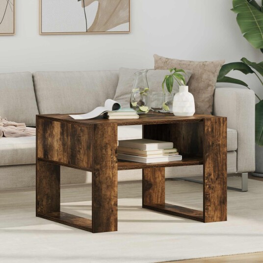 Kaffebord med lagring Røkt eik 66 x 53 x 45 cm Konstruert tre
