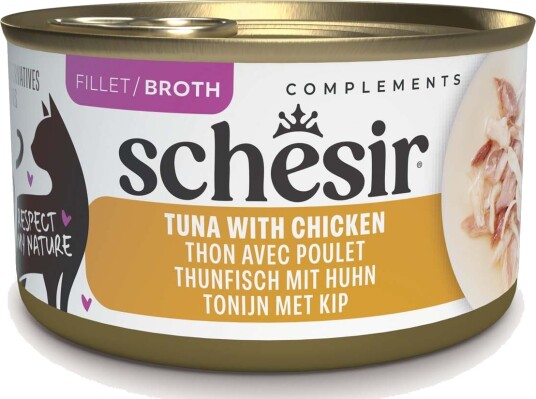 Schesir Våtfôr Complements I Buljong Tunfisk Med Kylling 12 X 70 G