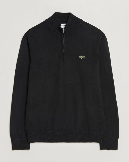 Lacoste Cotton Knitted Half Zip Black Lacoste Cotton Knitted Half Zip Black