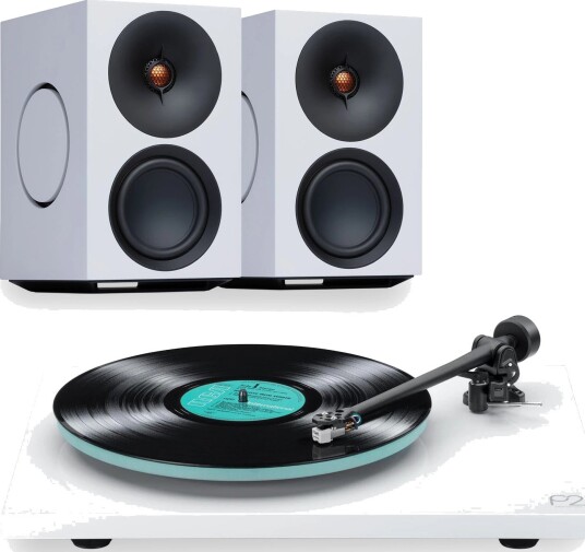 Cambridge L/R M / Rega Planar 2, White Streaming-høyttalere og platespiller