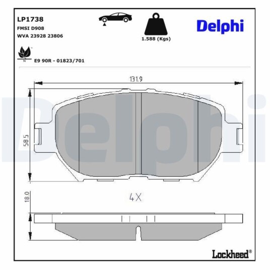 Bremseklosser DELPHI LP1738 Bremseklosser DELPHI LP1738