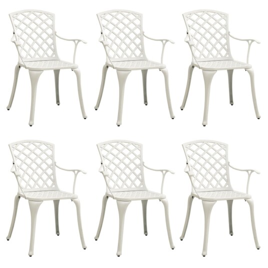 Hagestoler 6 stk støpt aluminium hvit 3216321 Hagestoler 6 stk støpt aluminium hvit 3216321