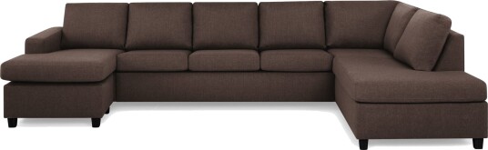 Crazy 5 seters Høyrevendt U formet X Large Sofa med Divan og Sjeselong i Stoff Brun