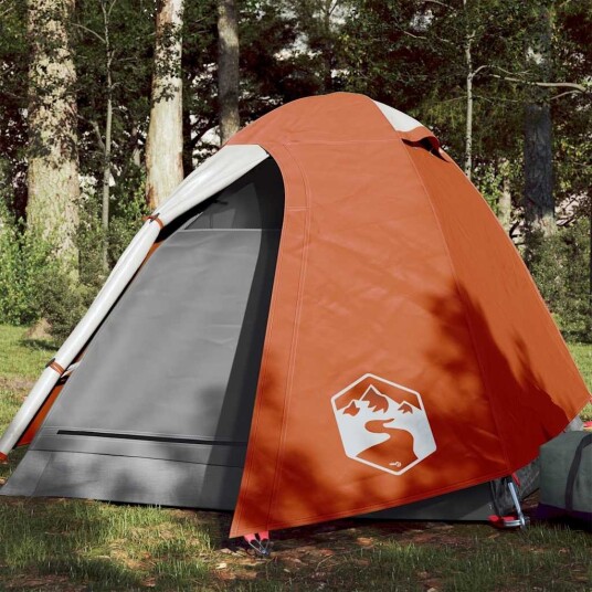 vidaXL telt for camping 2 personer grå og oransje vanntett