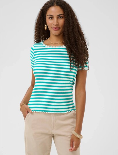 Cream Crribba Stripe Tshirt   Blue   XL