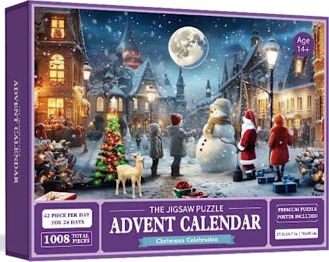2025 Adventskalender Puslespill Adventskalender 1008 Puslespillbrikker 25 Dager Julenedtelling Adventskalendere Snømann