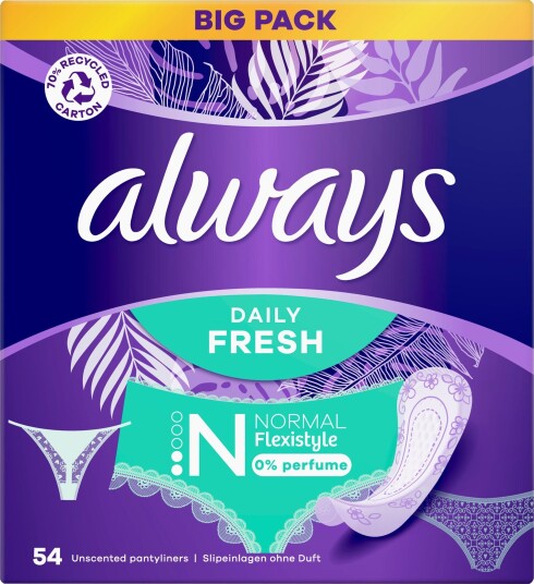 Always Daily Fresh Normal Flexistyle 0% Perfume 54 stk