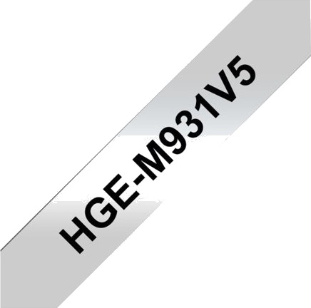 Brother Hge M931v5   Sort På Sølv   Rull 1,2 Cm X 8 M 5 KassettEr Laminert Teip   For P Touch Pt 9500Pc Pt 9800Pcn  P Touch R Rl 700S