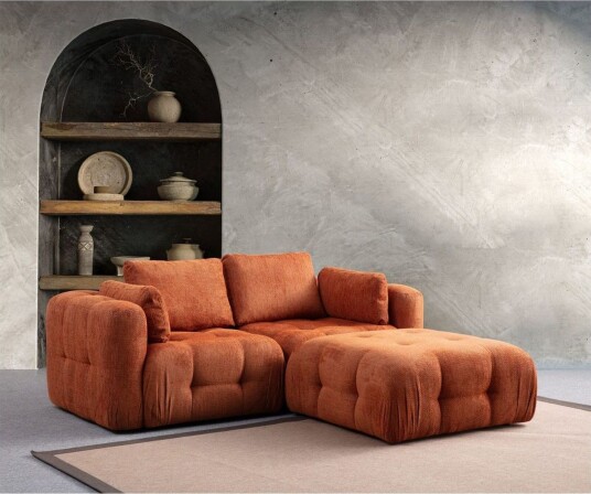 Yvara Sofa med Divan 2 sits   Oransje