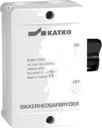 Sikkerhedsafbryder 16A 3P Grå/Sort Ksm316u/2Xm20 Sikkerhedsafbryder 16A 3P Grå/Sort Ksm316u/2Xm20