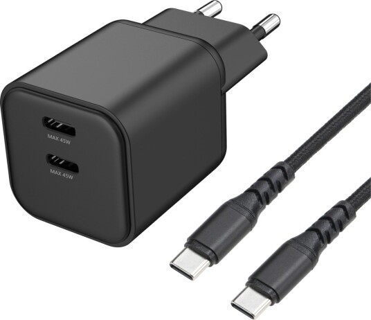 Dacota Platinum 45 W dobbel USB-C GaN-lader Svart
