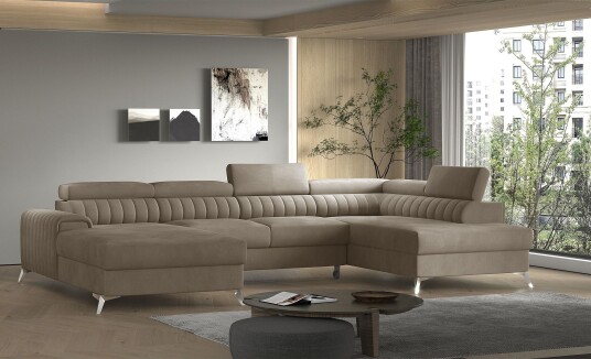 Kamran Sovesofa m. Divan og Sjeselong med Oppbevaring Beige Kamran Sovesofa m. Divan og Sjeselong med Oppbevaring Beige