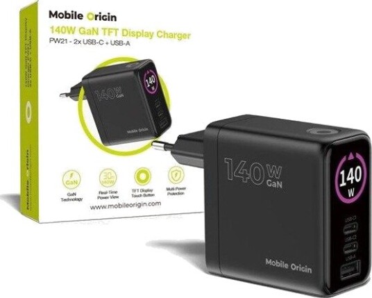 Mobile Origin 140W GaN Display Charger PW21 - 2x USB-C + USB-A